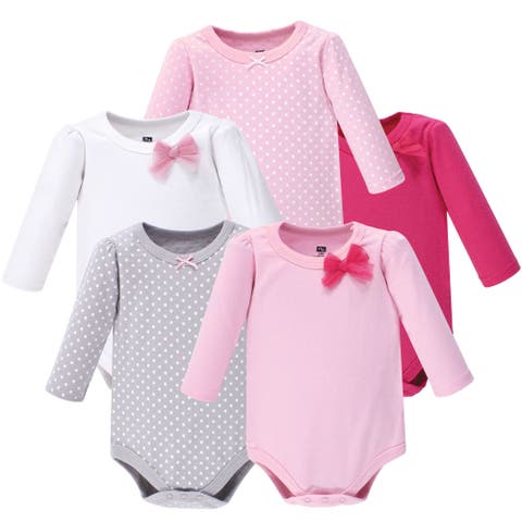 Soft Cotton Long-Sleeve Bodysuits (Five Count) (Baby)