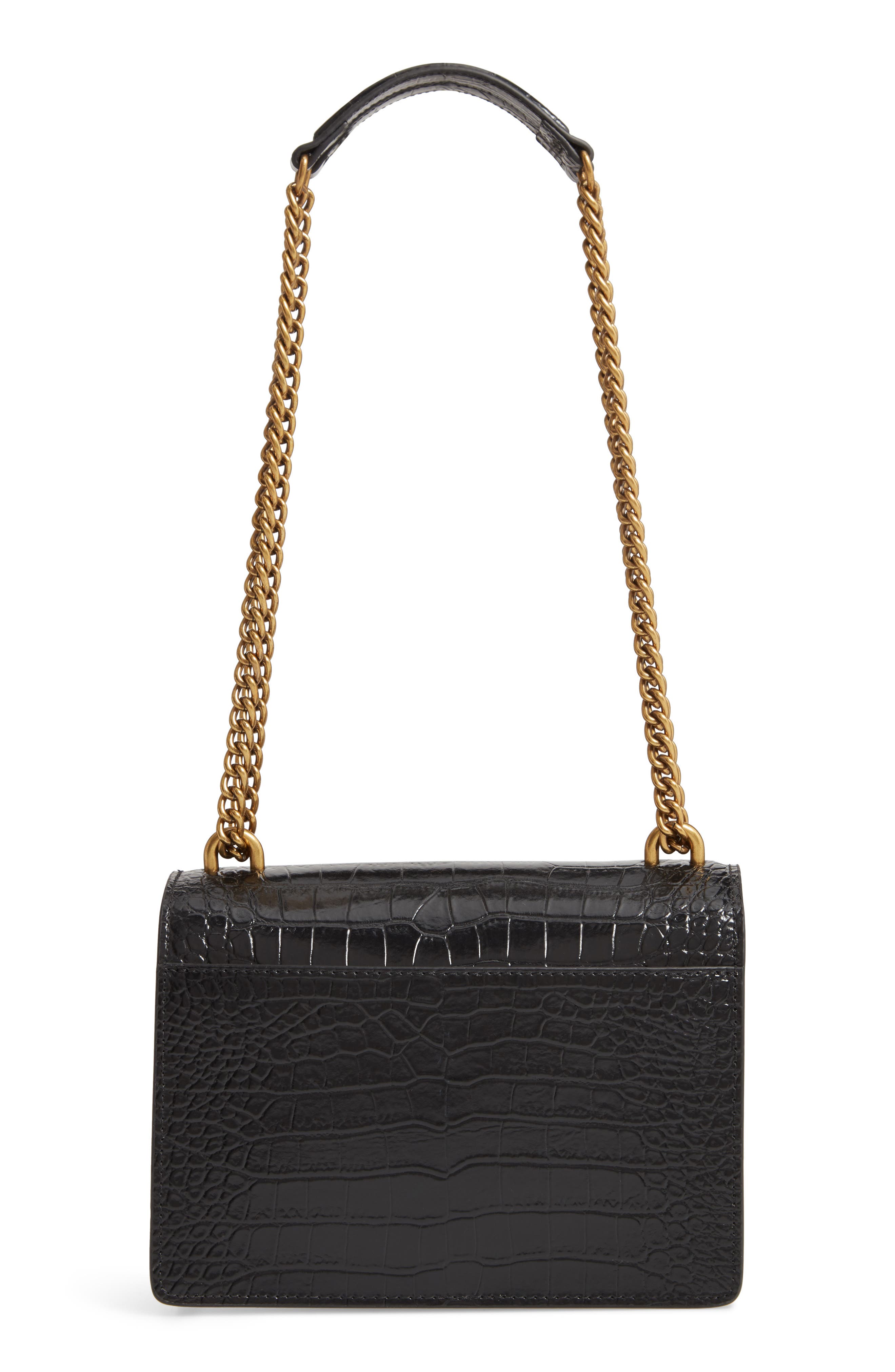 Kurt Geiger London Shoreditch Crocodile Embossed Leather Crossbody Bag, Alternate, color, Black