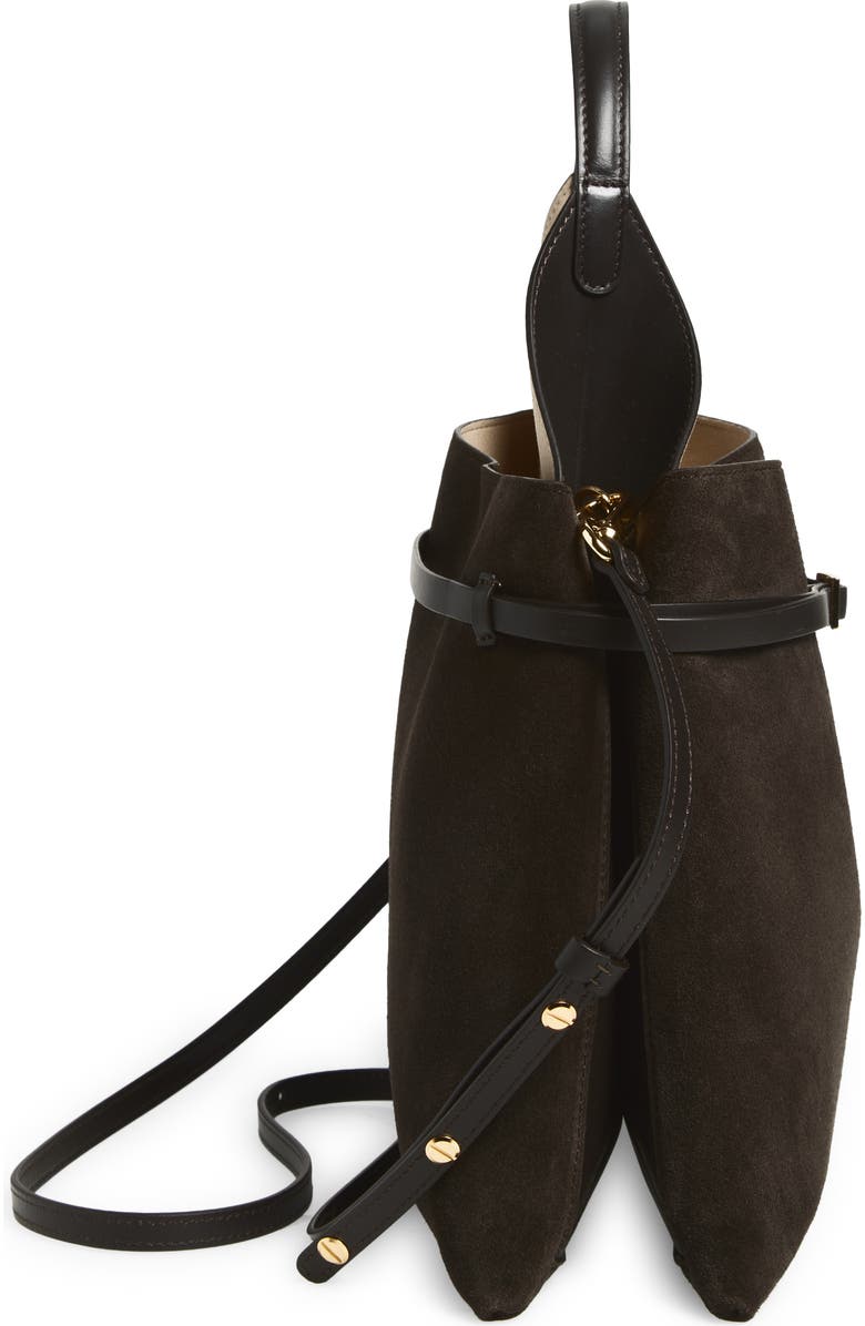 Ree Projects Mini Clare Belted Soft Pebble Grain Leather Tote, Alternate, color, Ebony