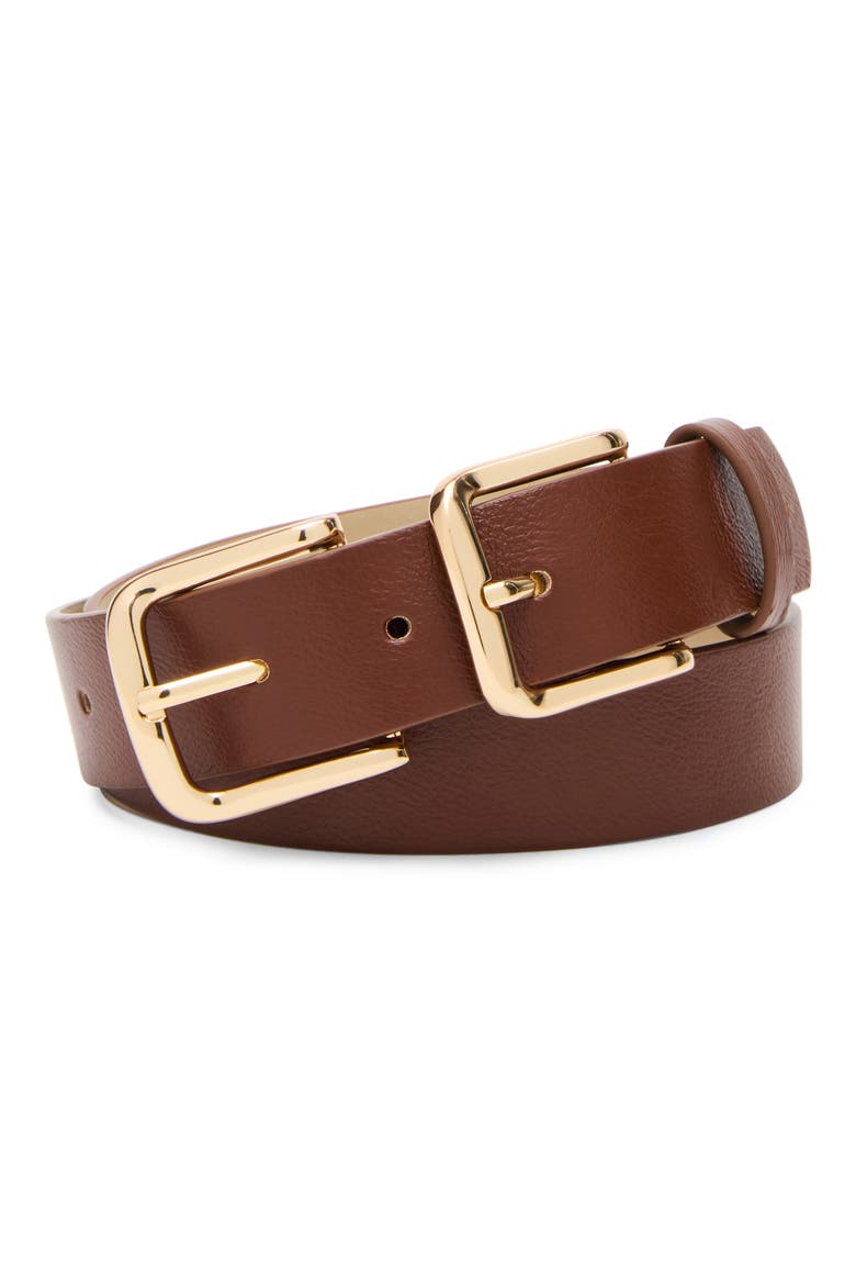 Double Buckle Belt, Alternate, color, BROWN