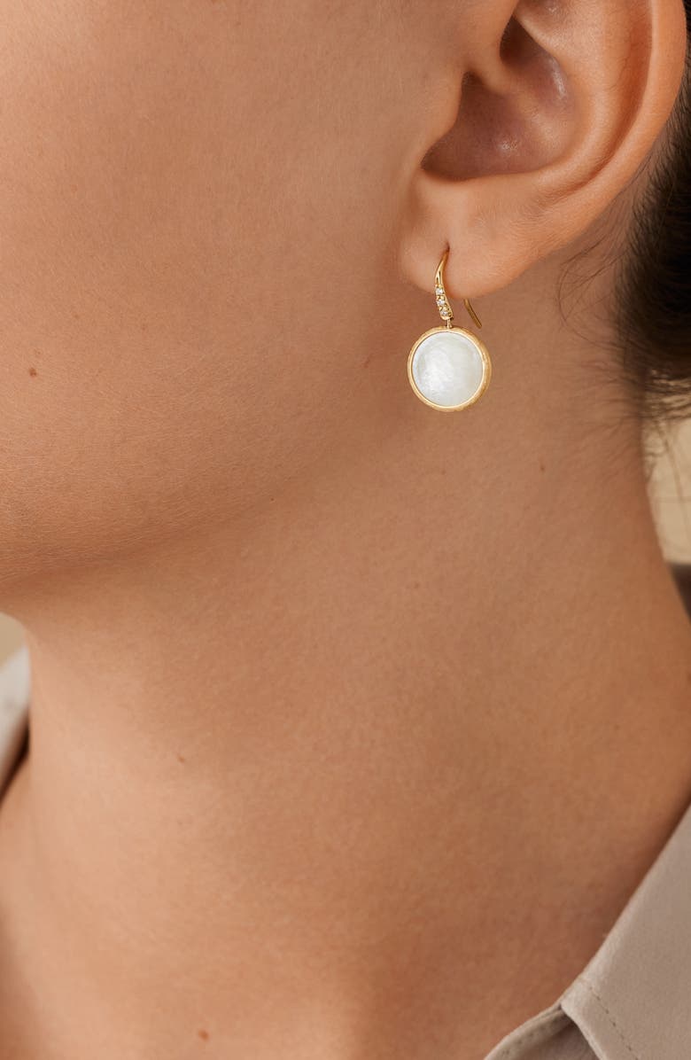 Marco Bicego Jaipur Mother-of-Pearl & Diamond Drop Earrings, Alternate, color, Yellow Gold/ Diamond/ Pearl