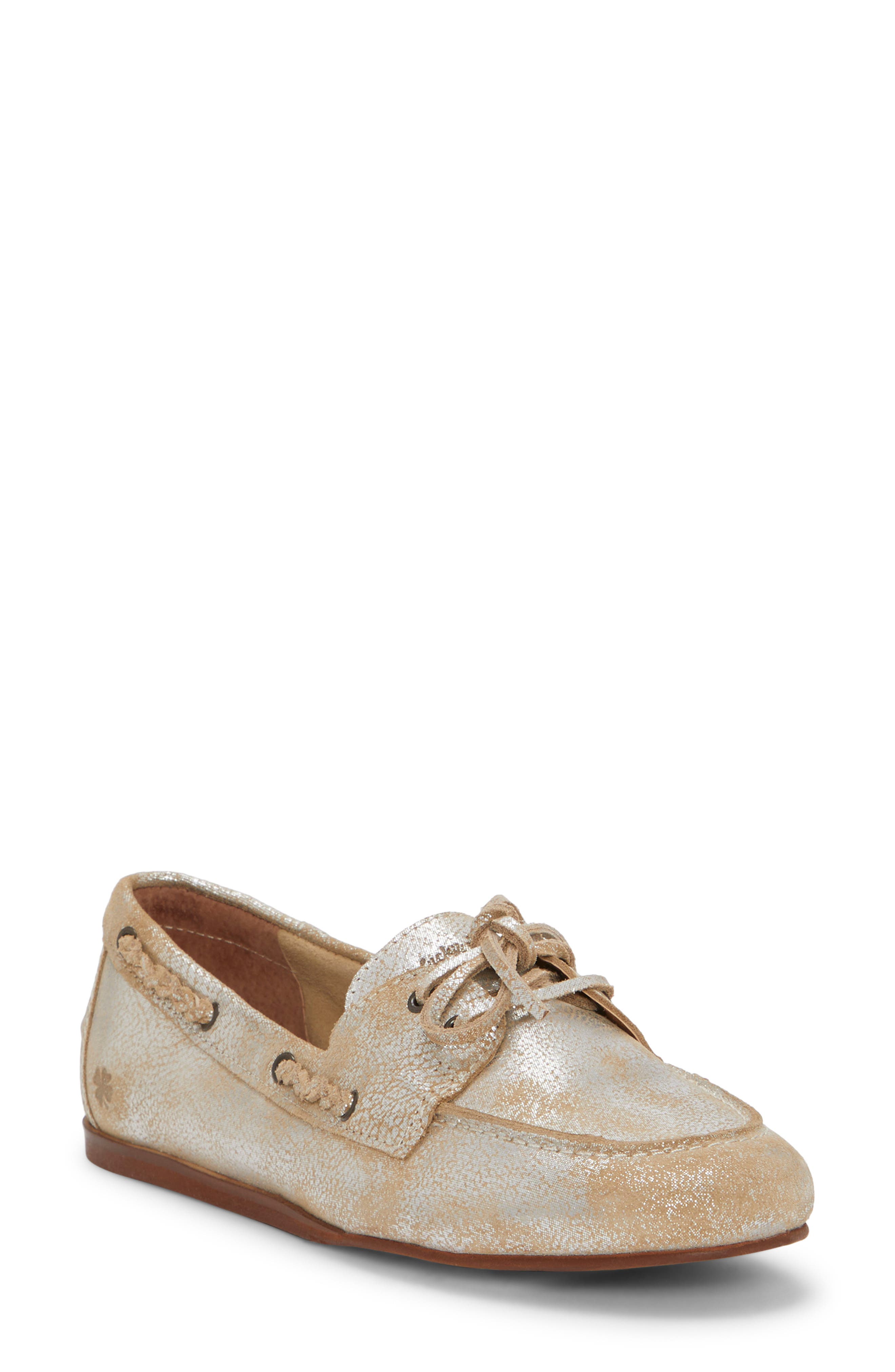 Lucky Brand Tineera Boat Shoe, Main, color, Silver Foil Print
