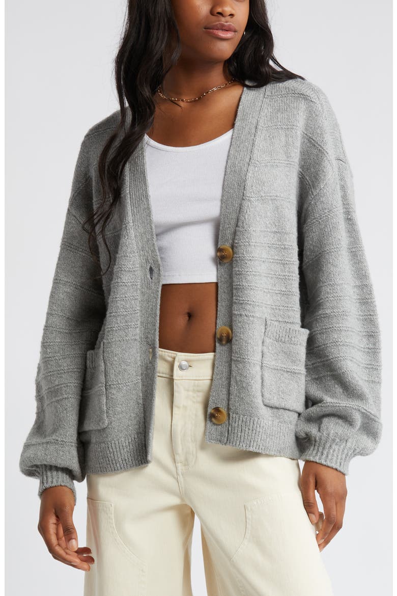 Everyday V-Neck Cotton Blend Cardigan, Main, color, GREY HEATHER