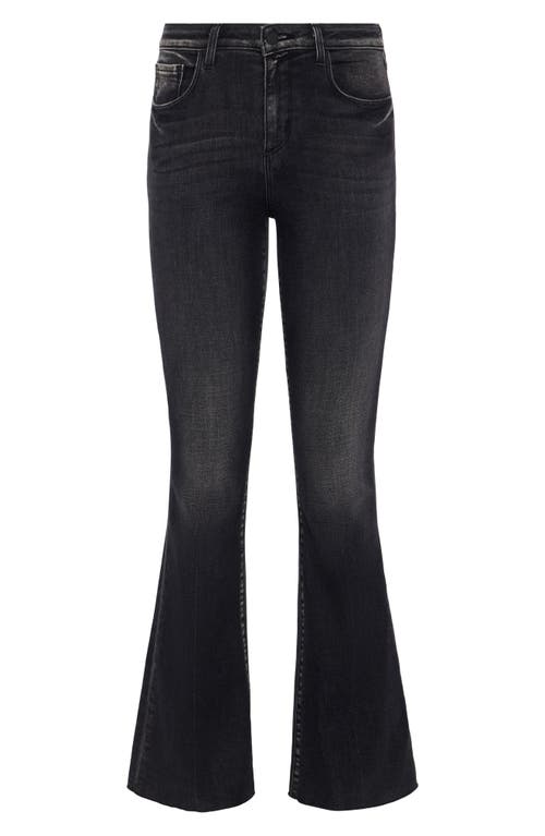 L Agence Sera High Rise Sneaker Flare Jeans In Obsidian
