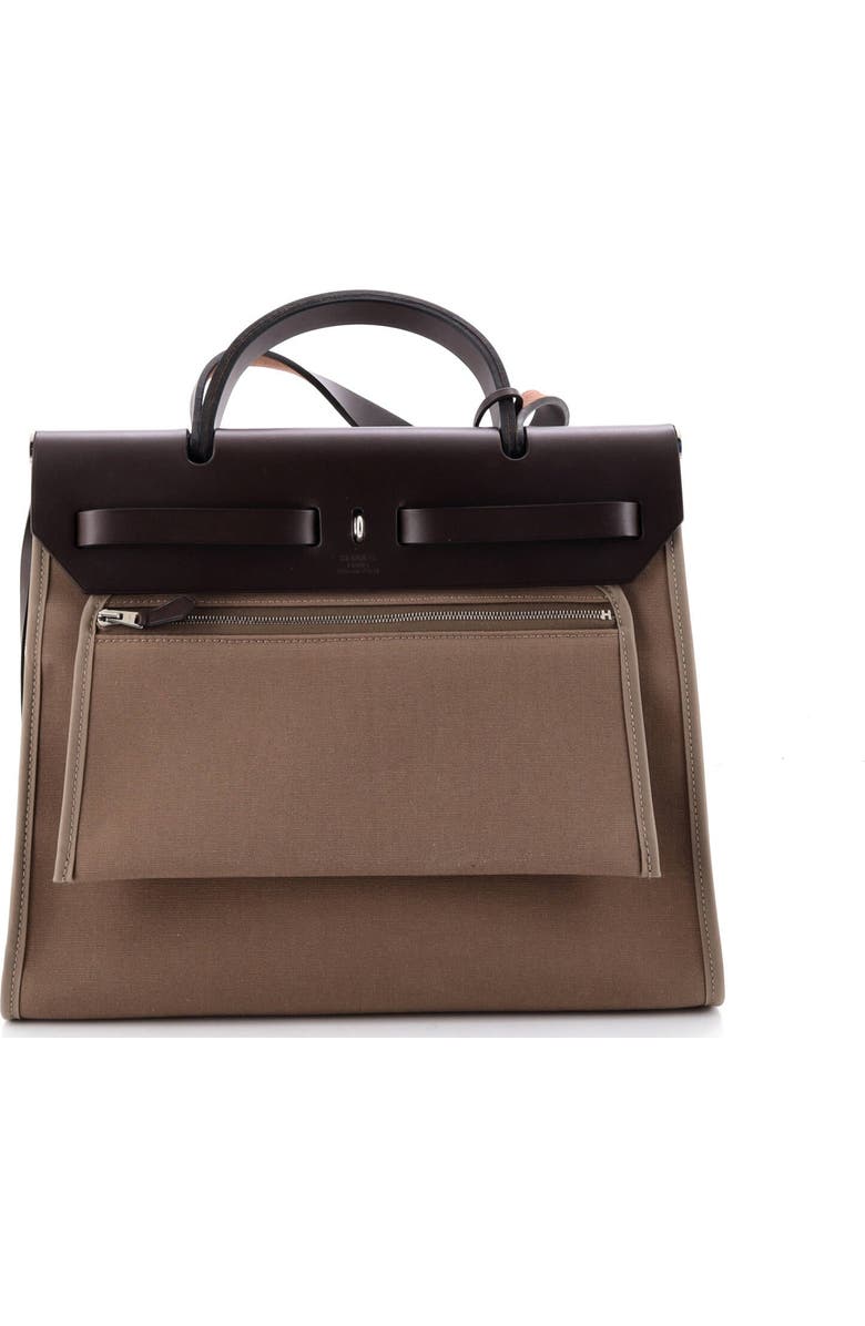 Pre-Owned Hermes Herbag Zip Leather and Toile 31, Alternate, color, Etoupe