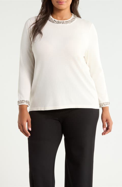 Rhinestone Embellished Sweater