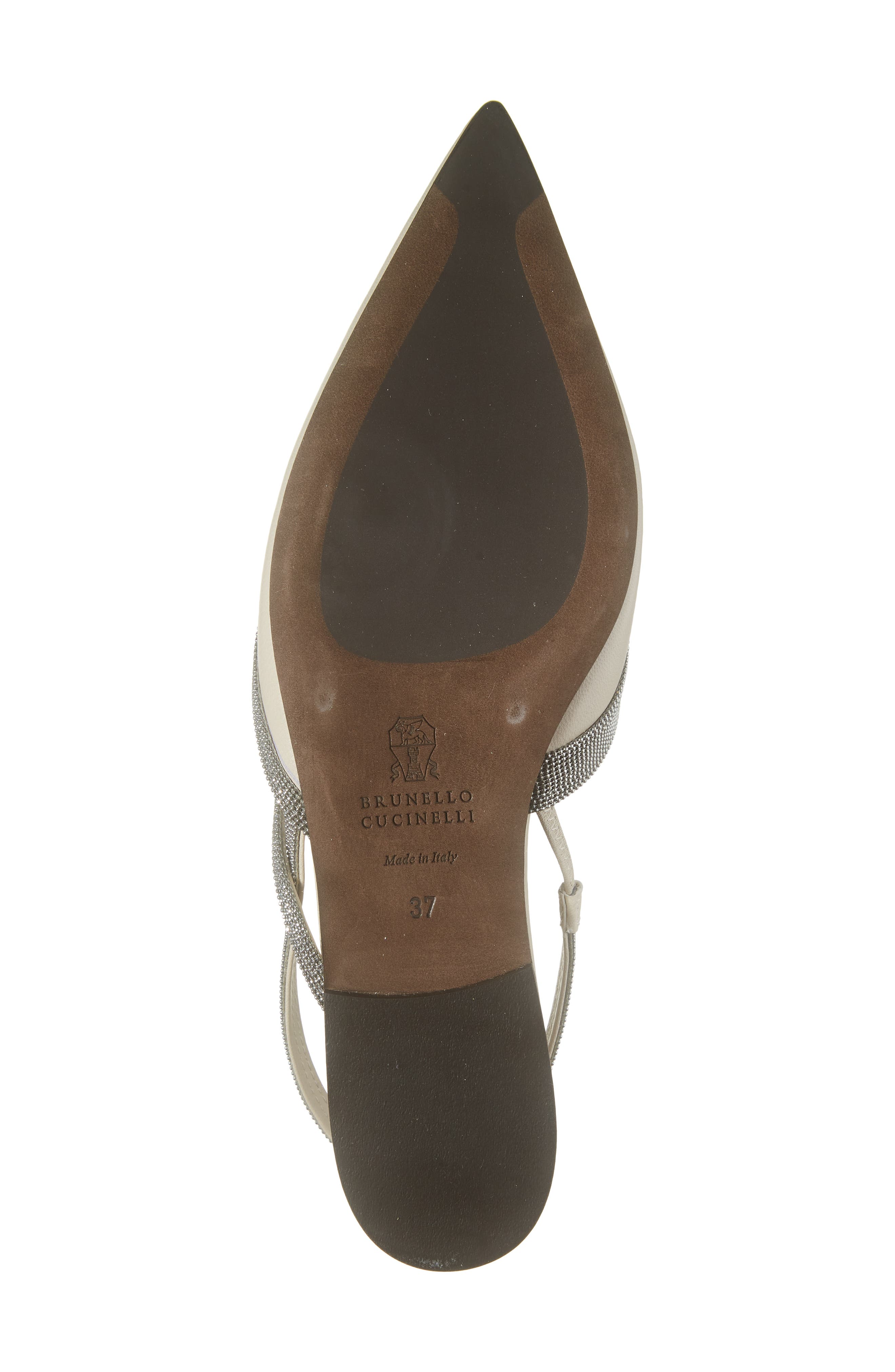 Brunello Cucinelli Monili Trim Pointed Toe Slingback Flat, Alternate, color, 