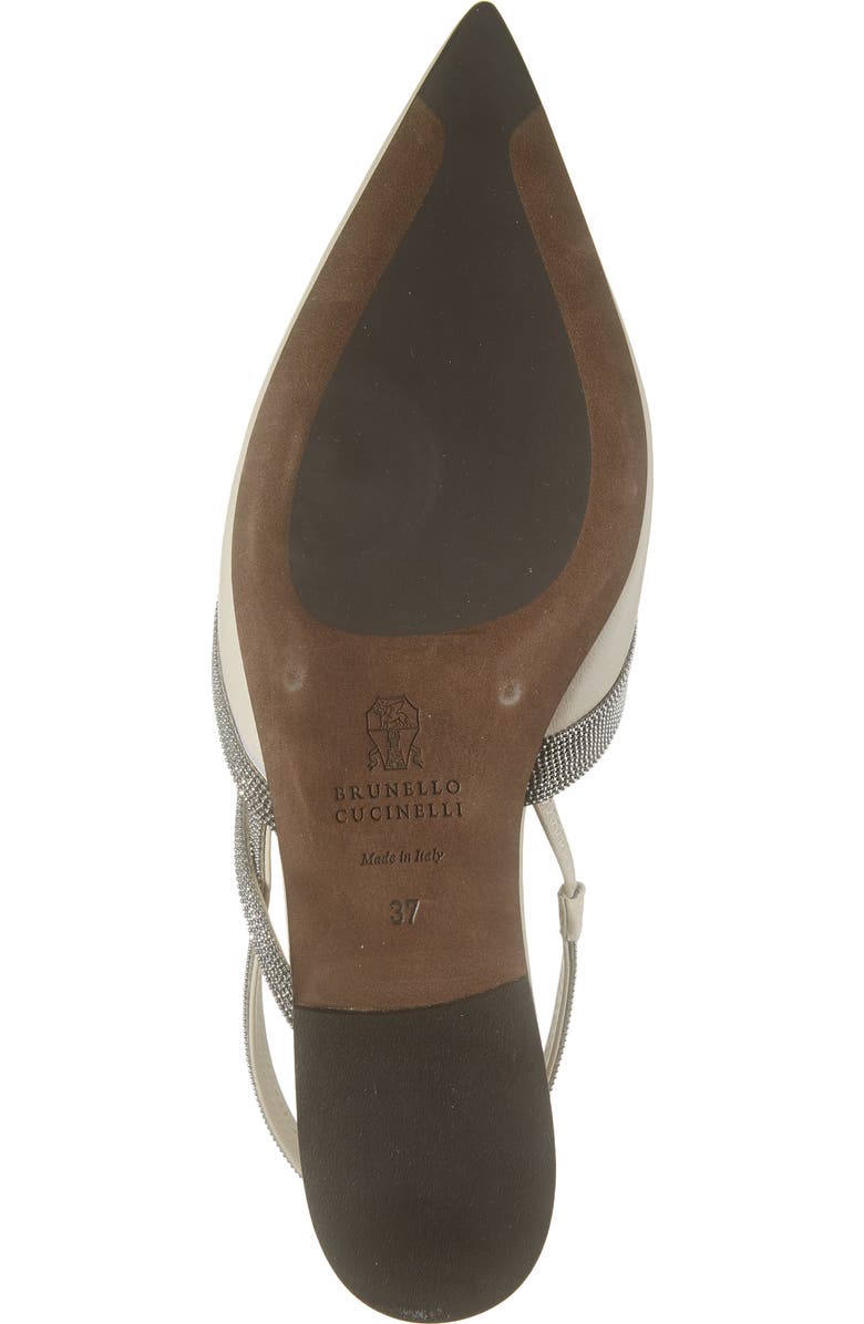 Brunello Cucinelli Monili Trim Pointed Toe Slingback Flat, Alternate, color,