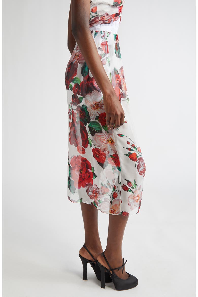 Floral Print Silk Chiffon Skirt, Alternate, color, HA5PD B.ROSE ANTICHE F.BCO