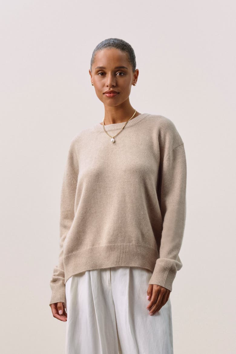 KAIA CREWNECK CASHMERE SWEATER, Main, color, Flax