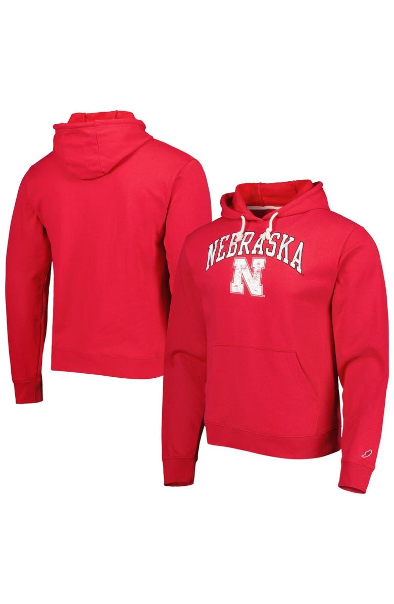 LEAGUE COLLEGIATE WEAR Men's League Collegiate Wear Scarlet Nebraska Huskers Arch Essential Pullover Hoodie, Alternate, color, 