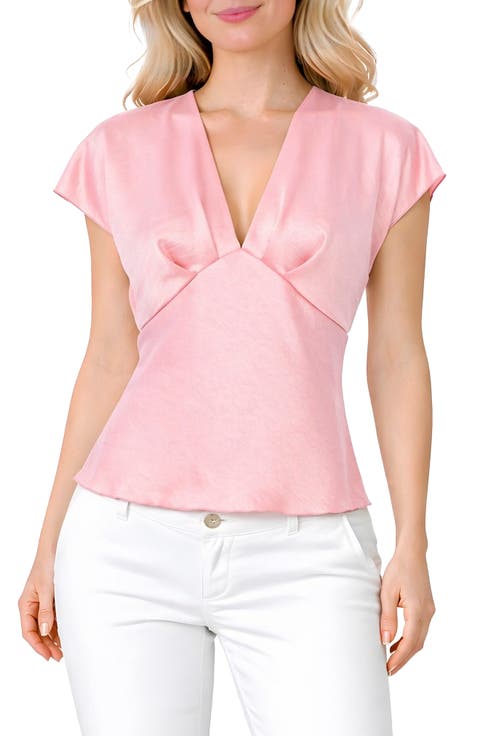 Crushed Satin V-Neck Top