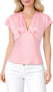 TASH AND SOPHIE Crushed Satin V-Neck Top
