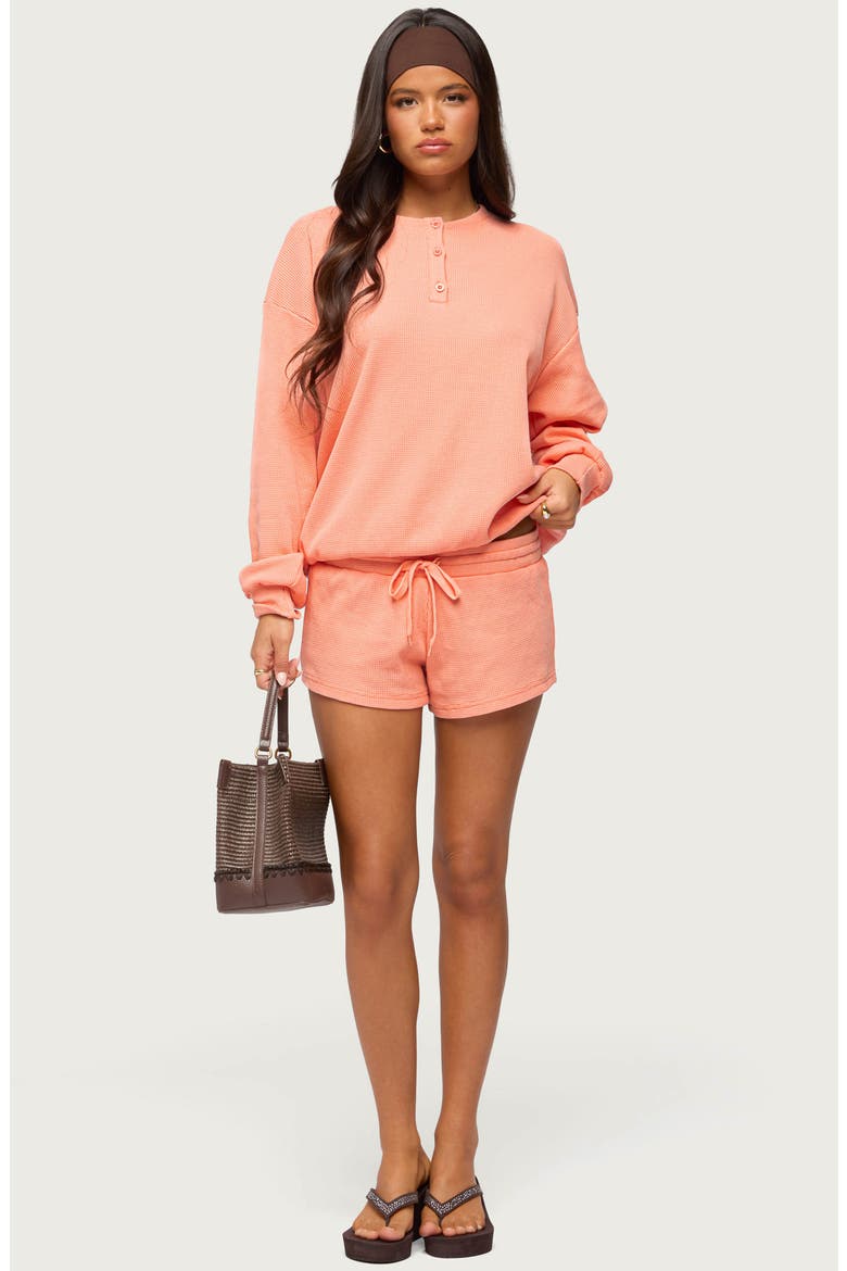 Baila Waffle Knit Drawstring Shorts, Alternate, color, ORANGE