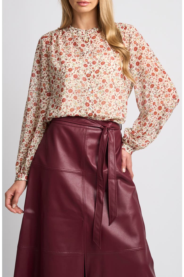 Mock Neck Button Front Shirt, Main, color, BABYS BREATH