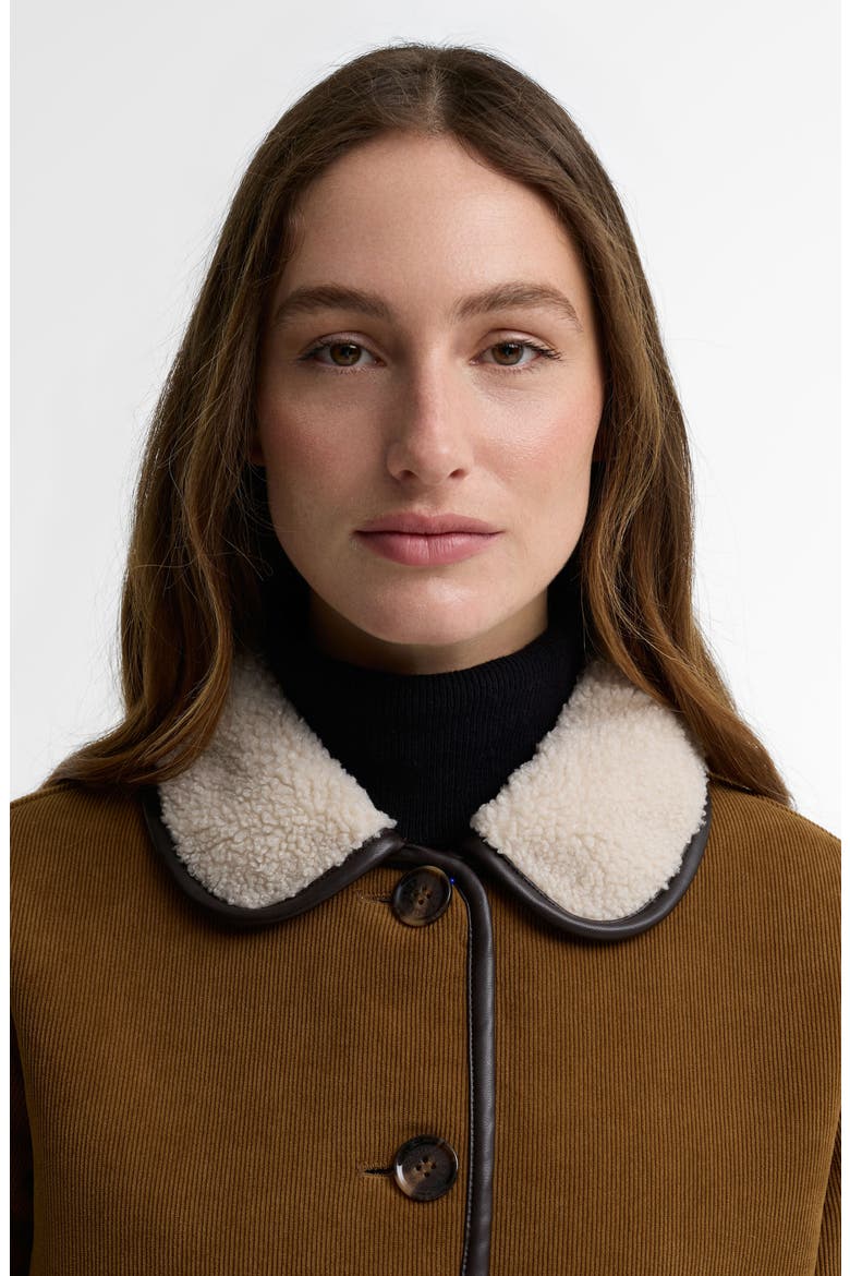 Penny Corduroy Jacket with Faux Shearling Trim, Alternate, color, TAN/ ECRU