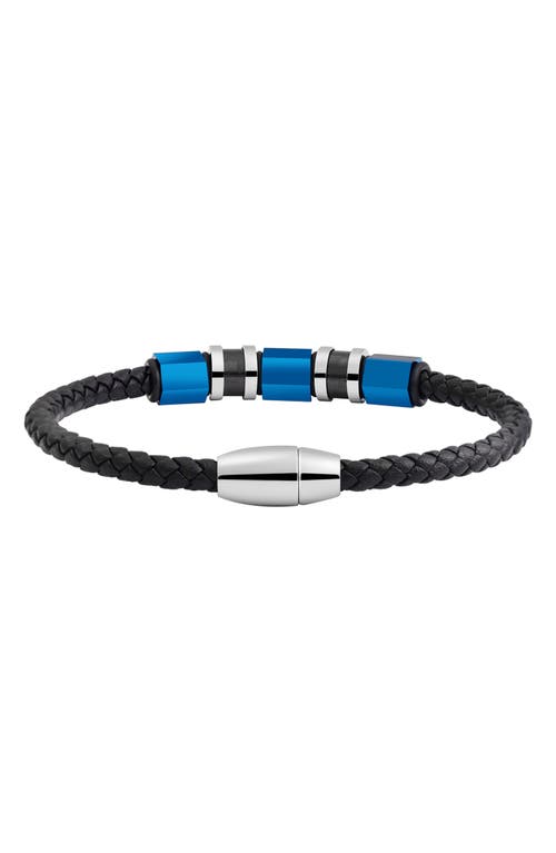 Geoffrey Beene Stainless Steel Ornaments Leather Bracelet