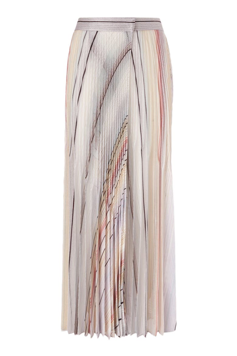 Striped Pleated Wrap Skirt, Alternate, color, White