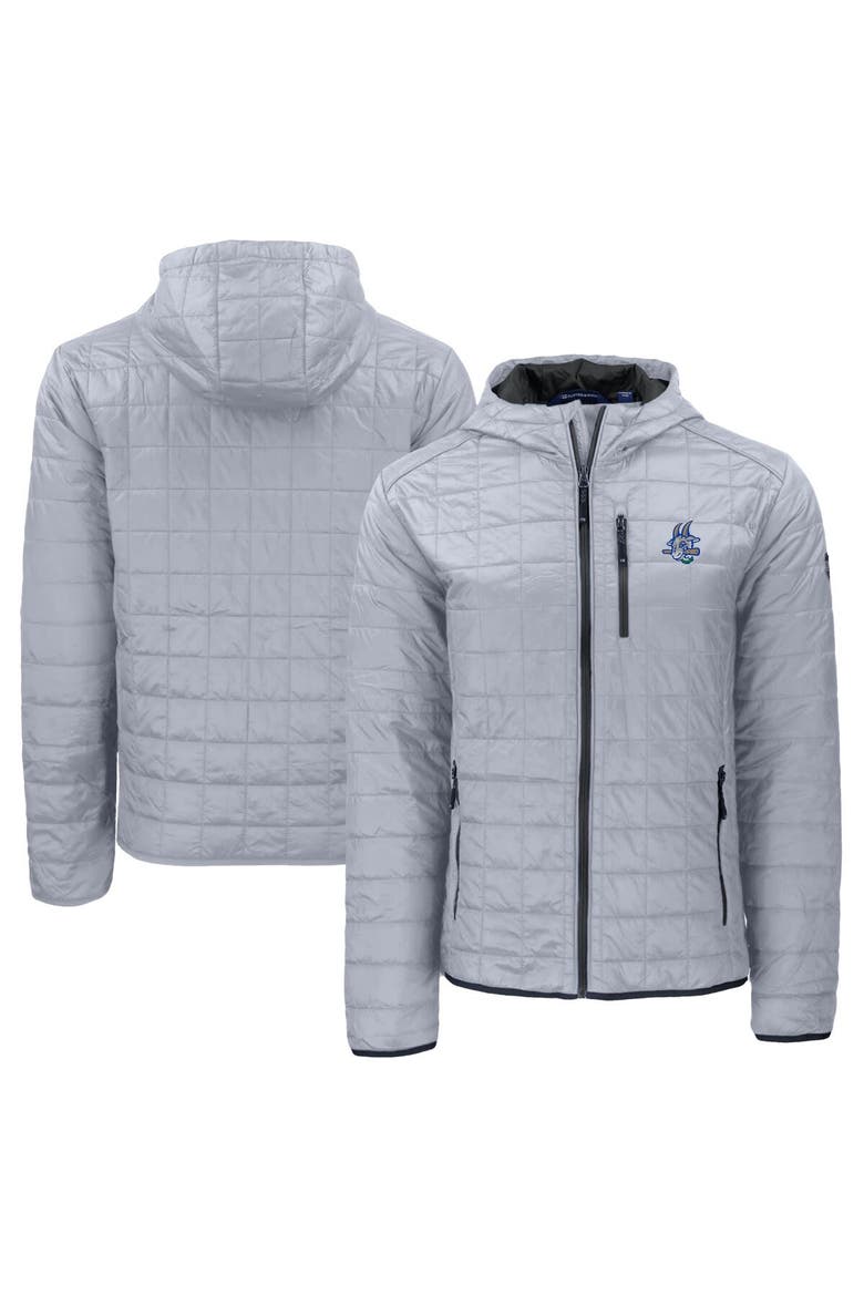 Men's Cutter & Buck  Gray Hartford Yard Goats Rainier PrimaLoft Eco Full-Zip Hooded Jacket, Main, color, Gray
