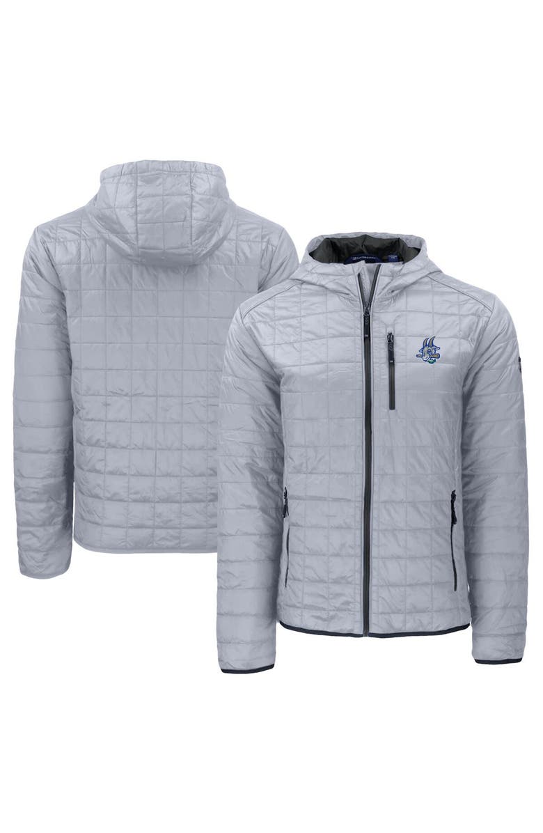 Cutter & Buck Men's Cutter & Buck Gray Hartford Yard Goats Rainier PrimaLoft Eco Full-Zip Hooded Jacket, Main, color,