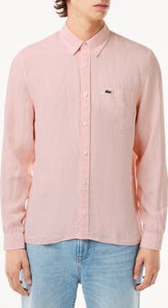 Lacoste Regular Fit Linen Button-Down Shirt