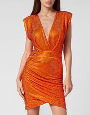 PHILIPP PLEIN Shoulder Pad Mini Dress Stones Women