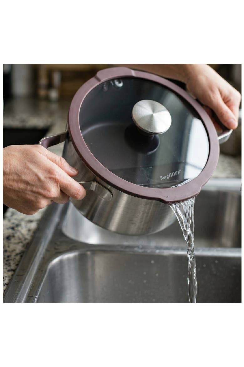 Elements 18/10 Stainless Steel Stockpot & Glass Lid, Alternate, color, PURPLE