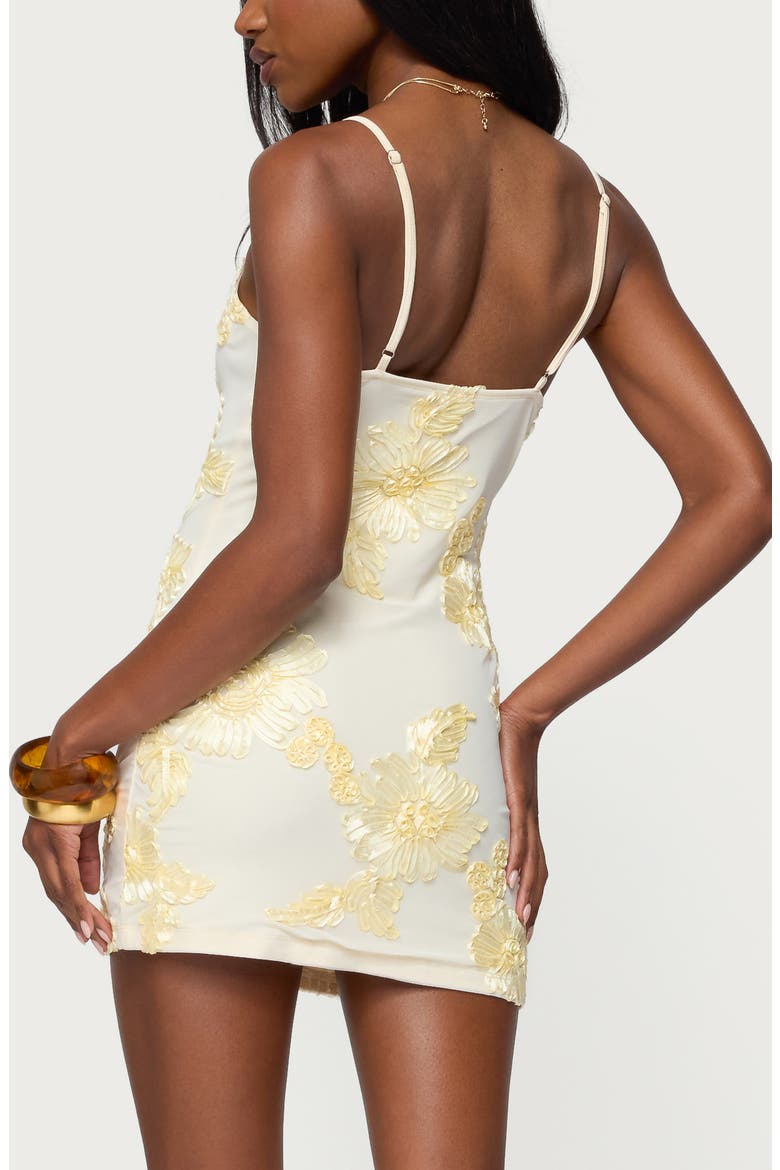 Caya Floral Ribbon Embroidery Minidress, Alternate, color, YELLOW