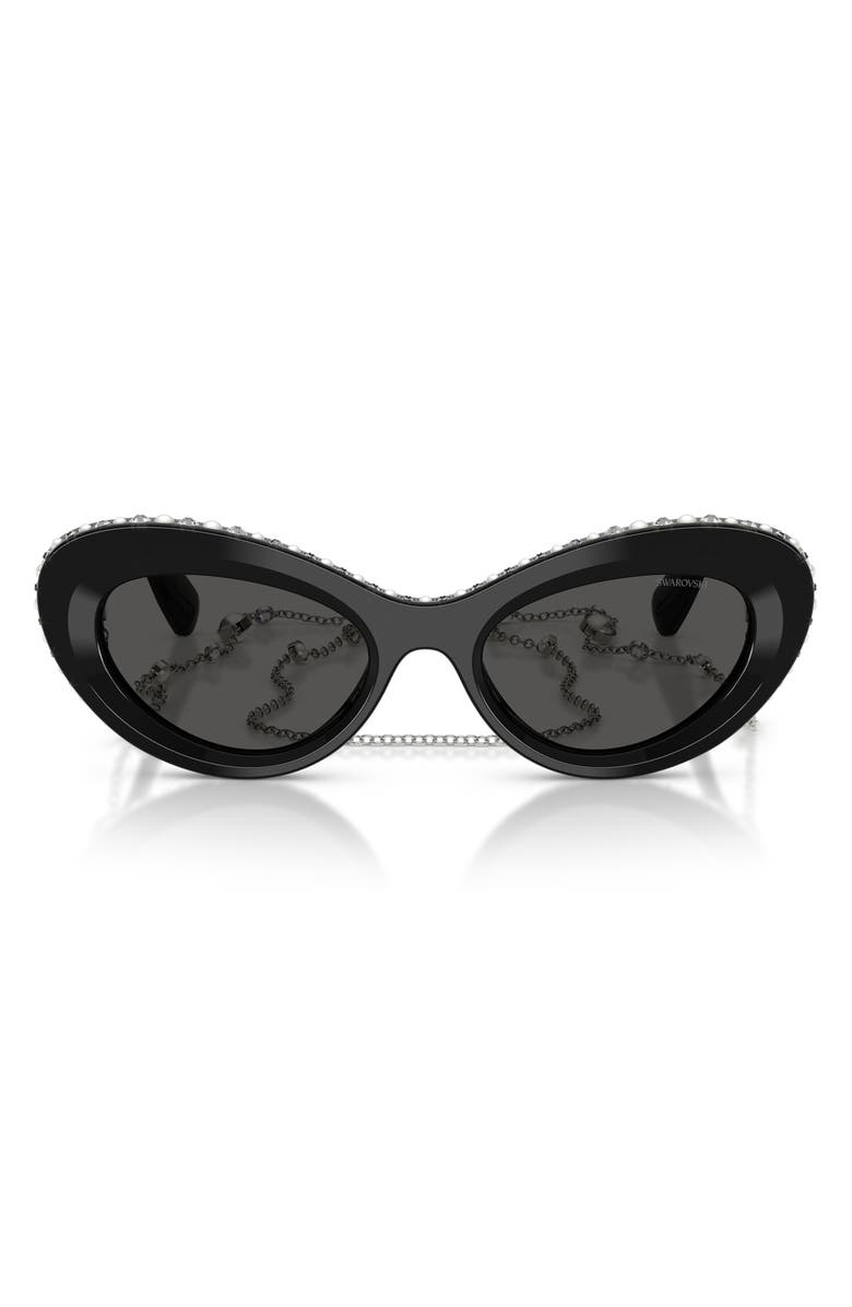 Swarovski 51mm Cat Eye Sunglasses, Main, color, Black / Dark Grey