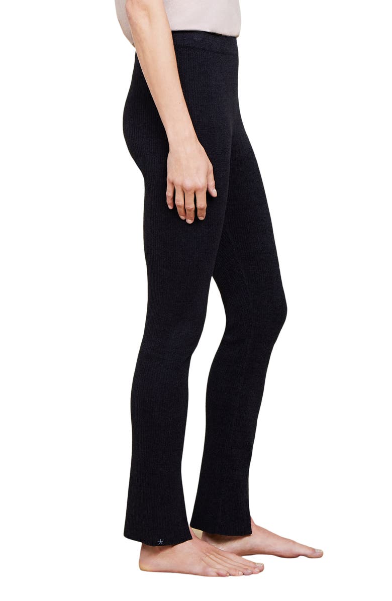 Barefoot Dreams<sup>®</sup> Slim Slit Rib Pajama Pants, Alternate, color, Black