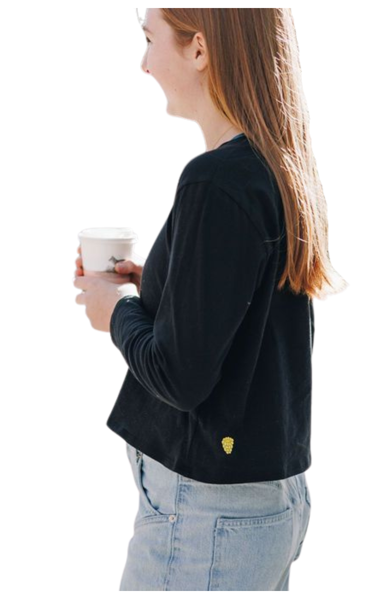 Yellowberry Whisper Long Sleeve Cotton Tee, Alternate, color, Black