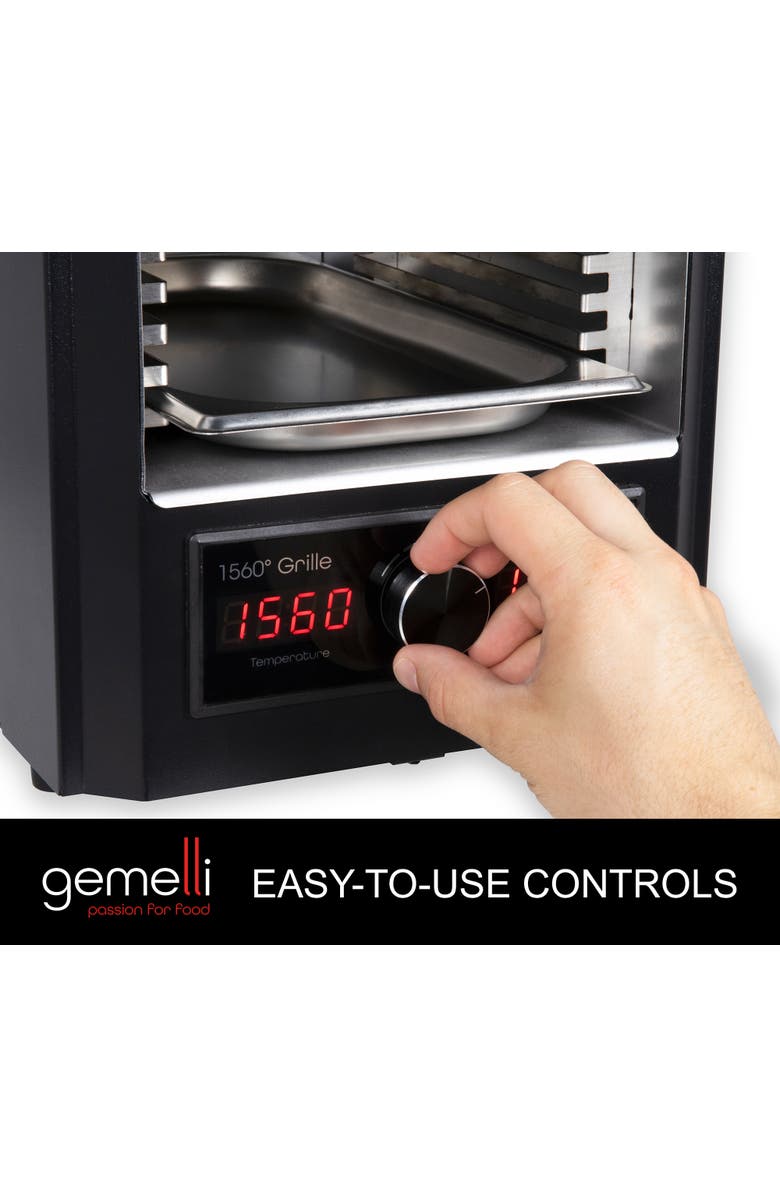 Gemelli Home Gemelli Gourmet Steak Grille, Infrared Superheating Up to 1560 Degrees, Electric Grill, Alternate, color, Black