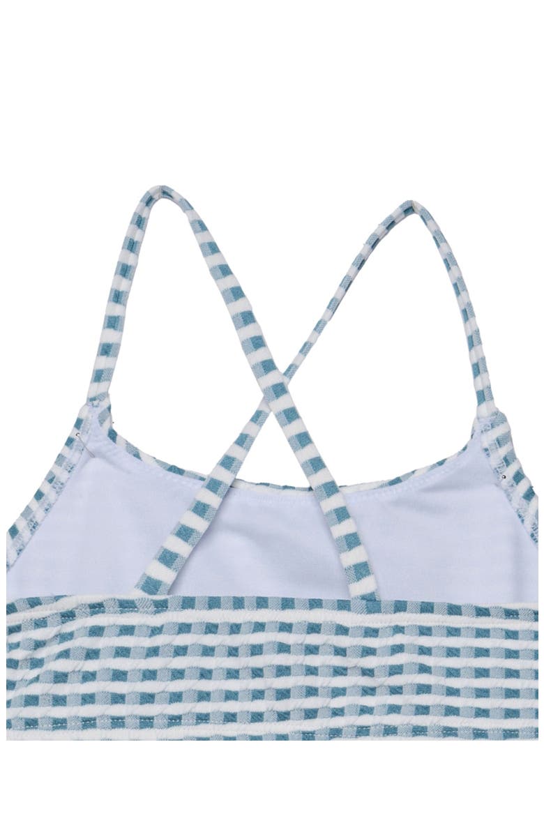 Forever Gingham Textured Criss Cross Strap Swim Set, Alternate, color, Green