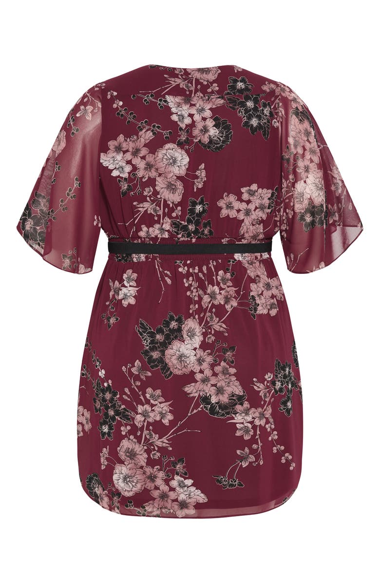City Chic Floral Print Dress, Alternate, color, Ruby Bold Blsm