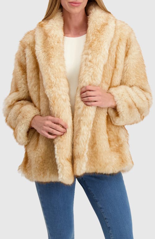 Lyla Grant Fur-free Fox (faux Fur) Jacket, Shawl Collar In Gold