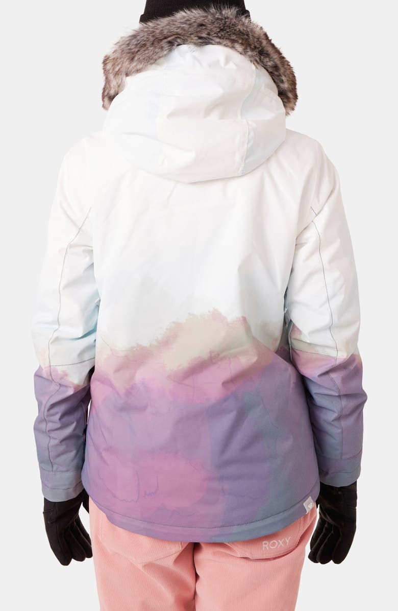 Roxy Jet Ski Technical Snow Jacket with Removable Faux Fur Trim & Hood, Alternate, color, Blueberry Multi