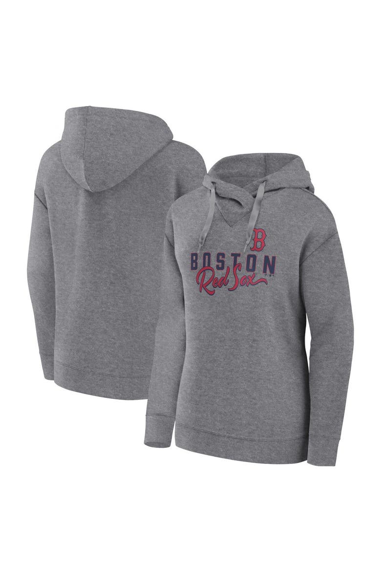 Women's Fanatics Branded Heather Gray Boston Red Sox Script Favorite Lightweight Pullover Hoodie, Main, color, Heather Gray