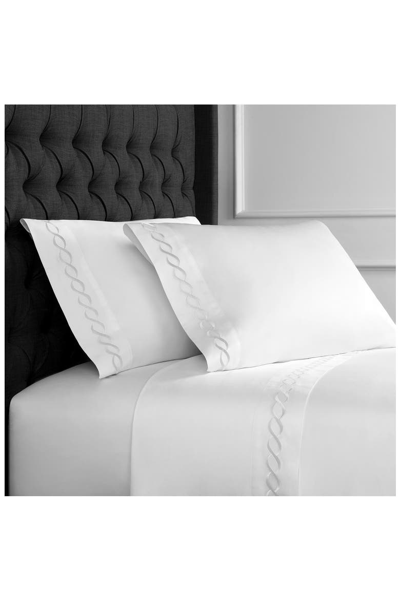 Rope Embroidered 600 Thread Count Cotton 2-Piece Duvet Set, Main, color, WHITE