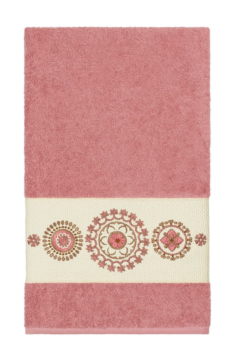 Linum Home Textiles Isabelle 3-Piece Embellished Towel Set - Tea Rose, Alternate, color, Tea Rose
