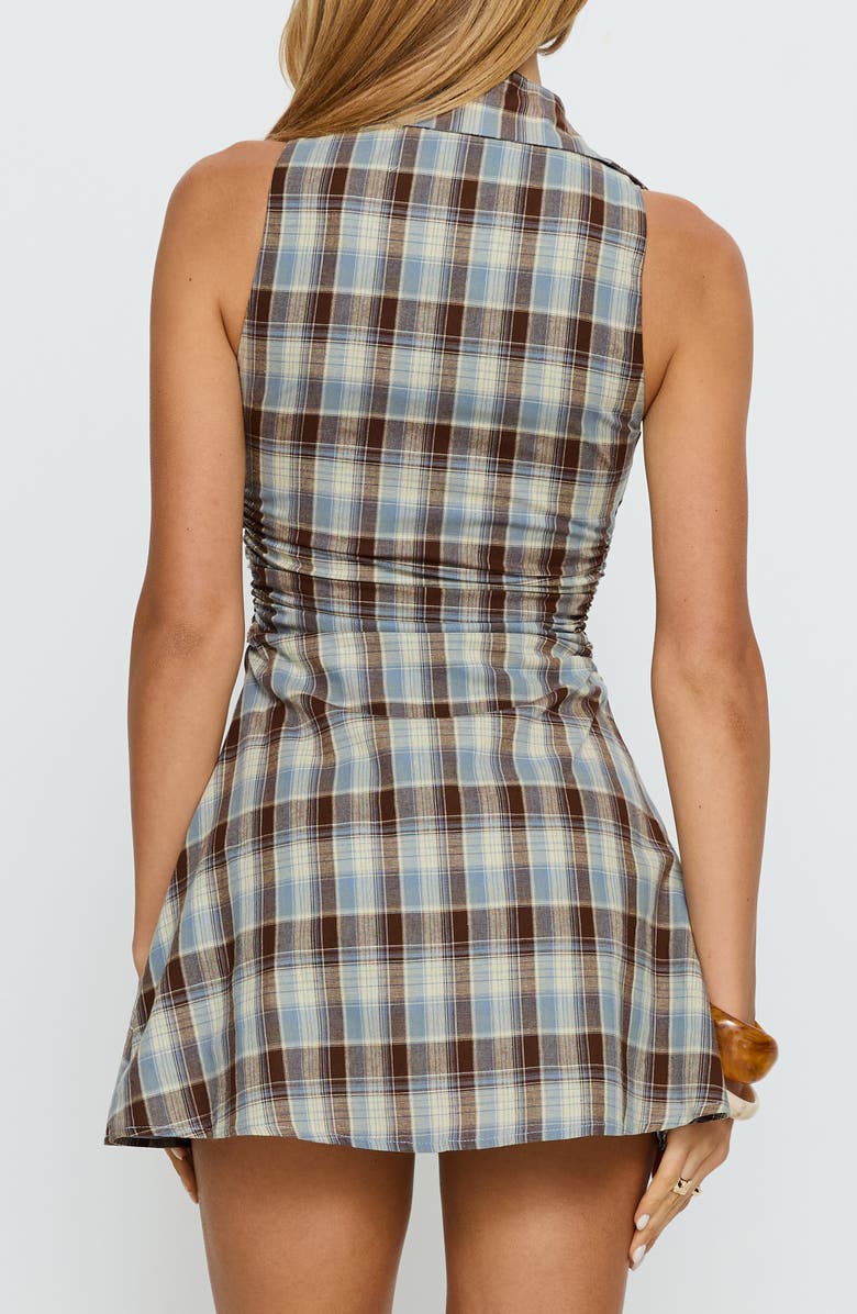Princess Polly Adalind Plaid Ruched Mini Shirtdress, Alternate, color, Multi Check