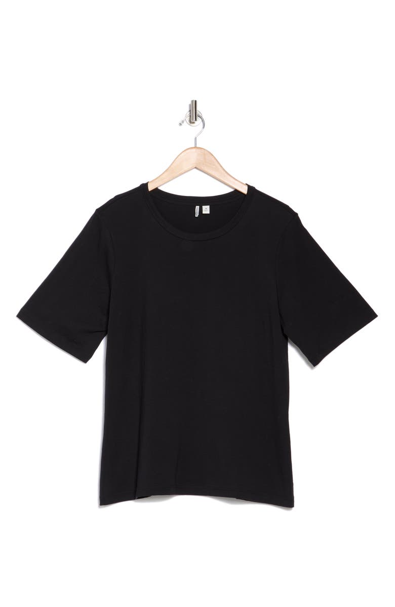 Nordstrom Elbow Sleeve Pima Cotton T-Shirt, Alternate, color, Black