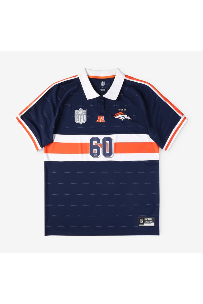 Youth Fanatics Navy Denver Broncos Football x Football Collared Fan Top, Main, color, Navy