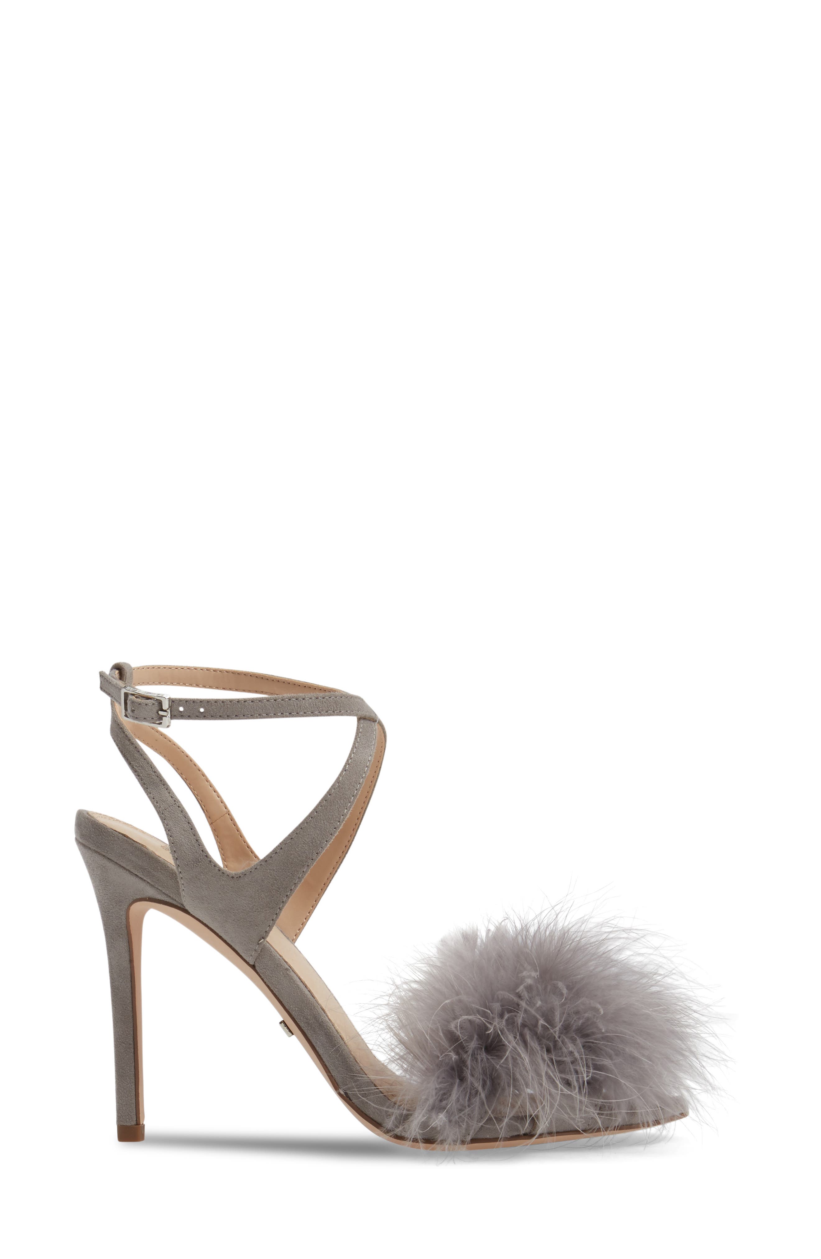 Topshop Reine Feathered Sandal, Alternate, color, 