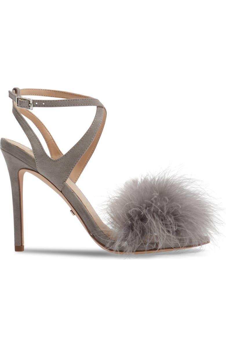 Topshop Reine Feathered Sandal, Alternate, color,