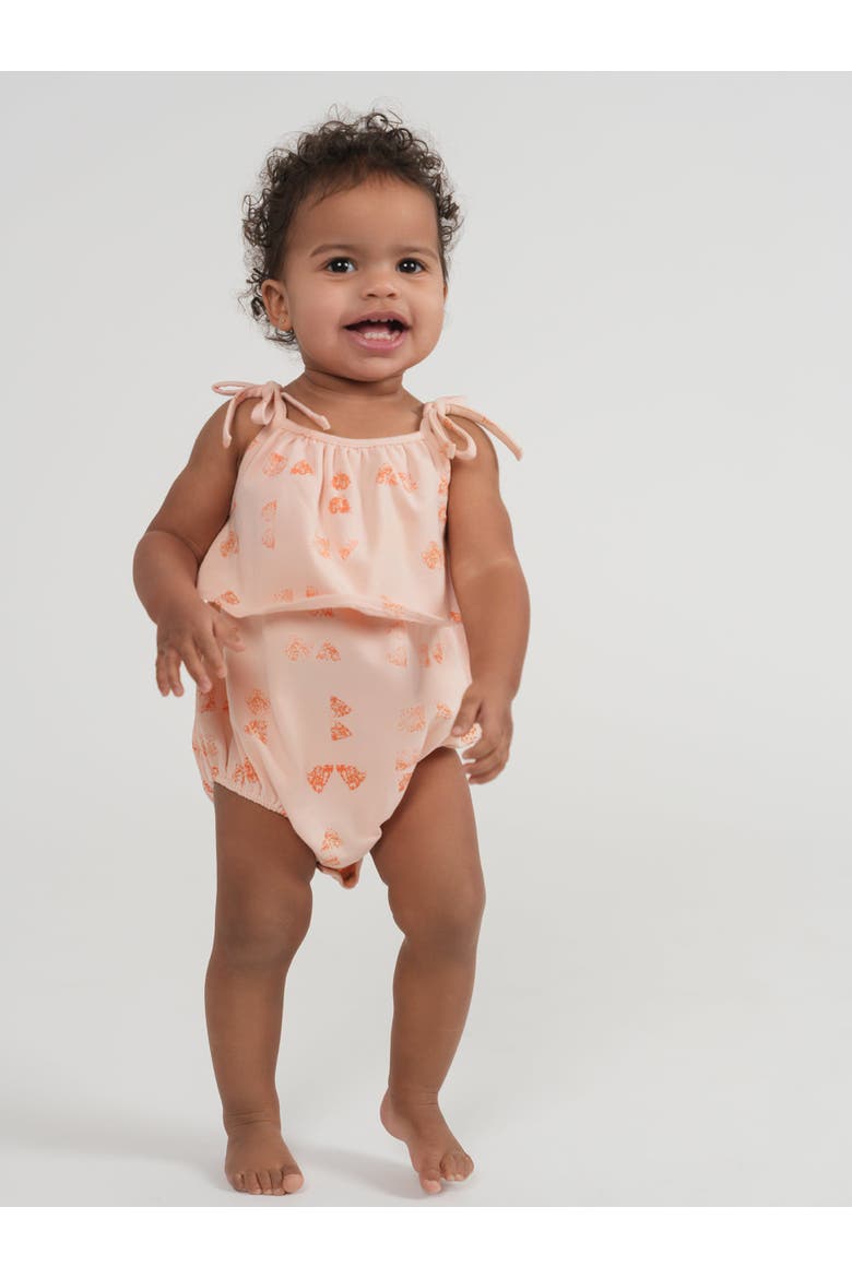 Girl Faded Ruffle Self-Tie Shoulder Bow Romper, Alternate, color, Sage