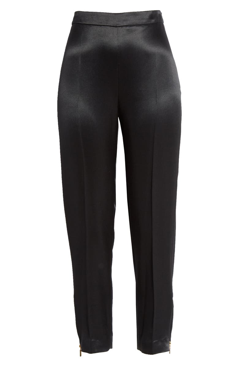 Brandon Maxwell Side Zip Silk Twill Cigarette Pants, Alternate, color, 