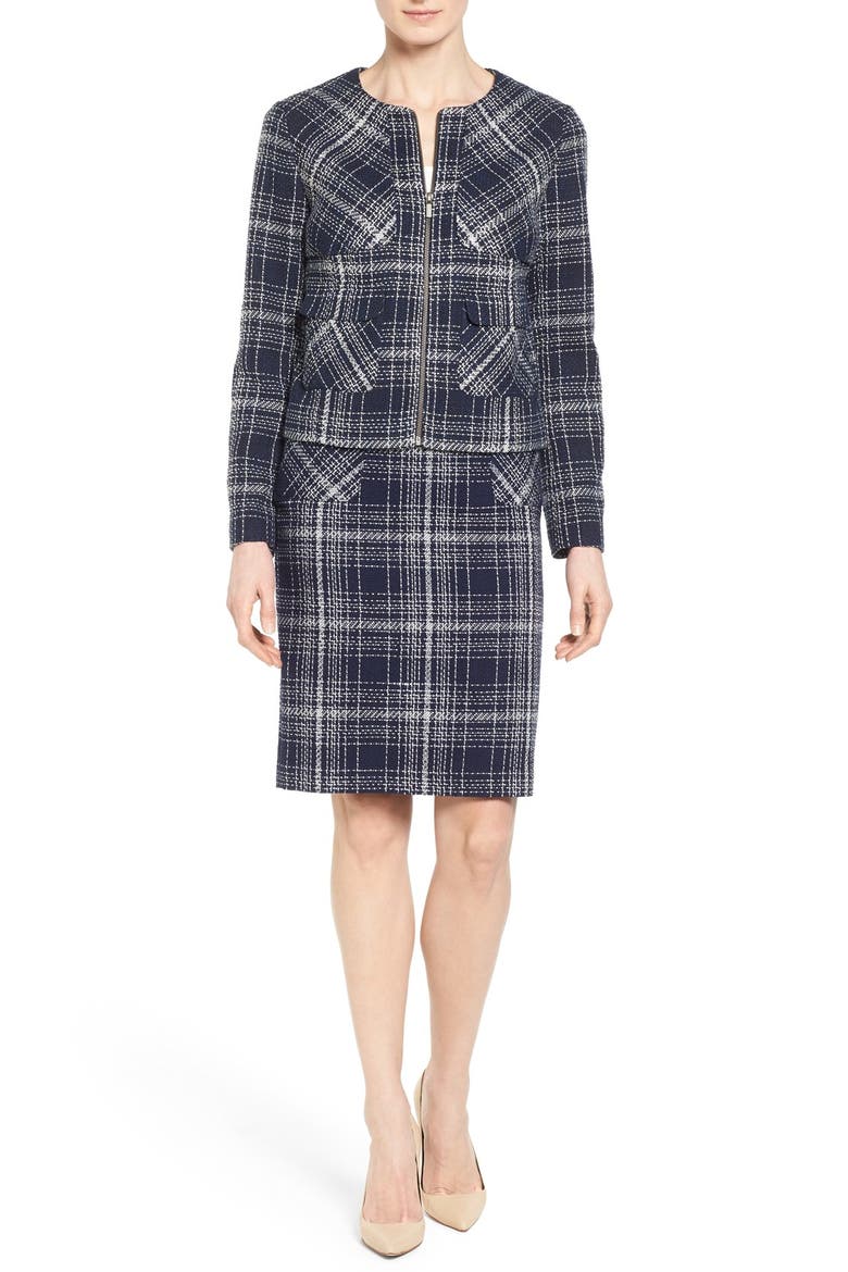 Zip Front Tweed Jacket, Alternate, color, NAVY TWEED