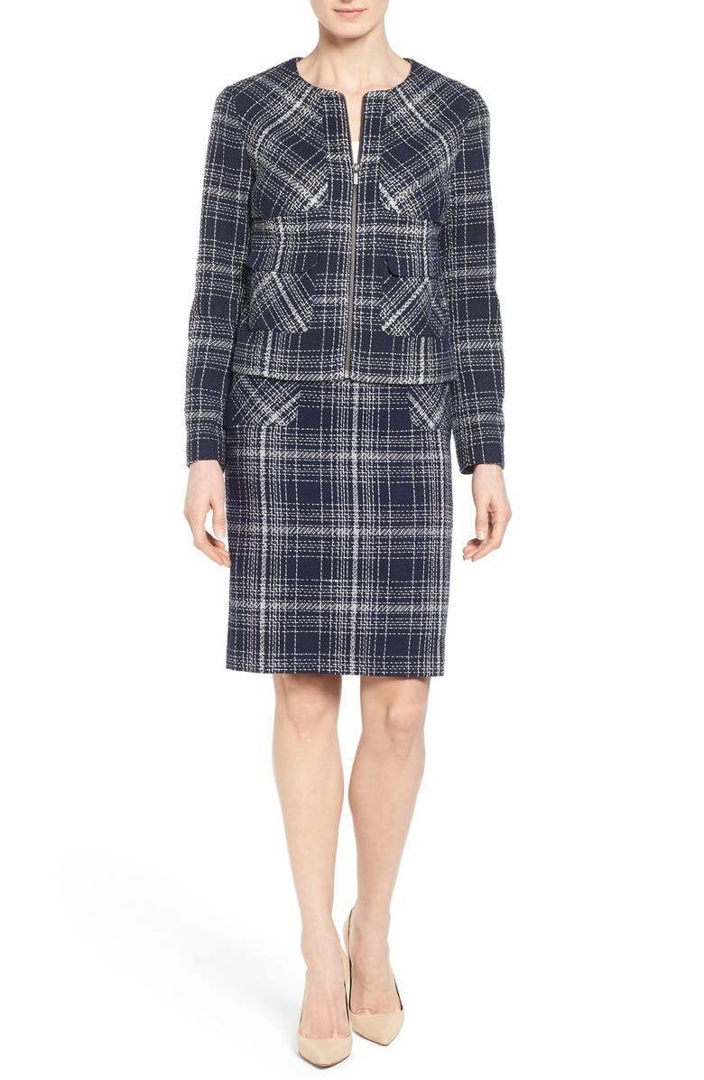 Halogen<sup>®</sup> Zip Front Tweed Jacket, Alternate, color, 