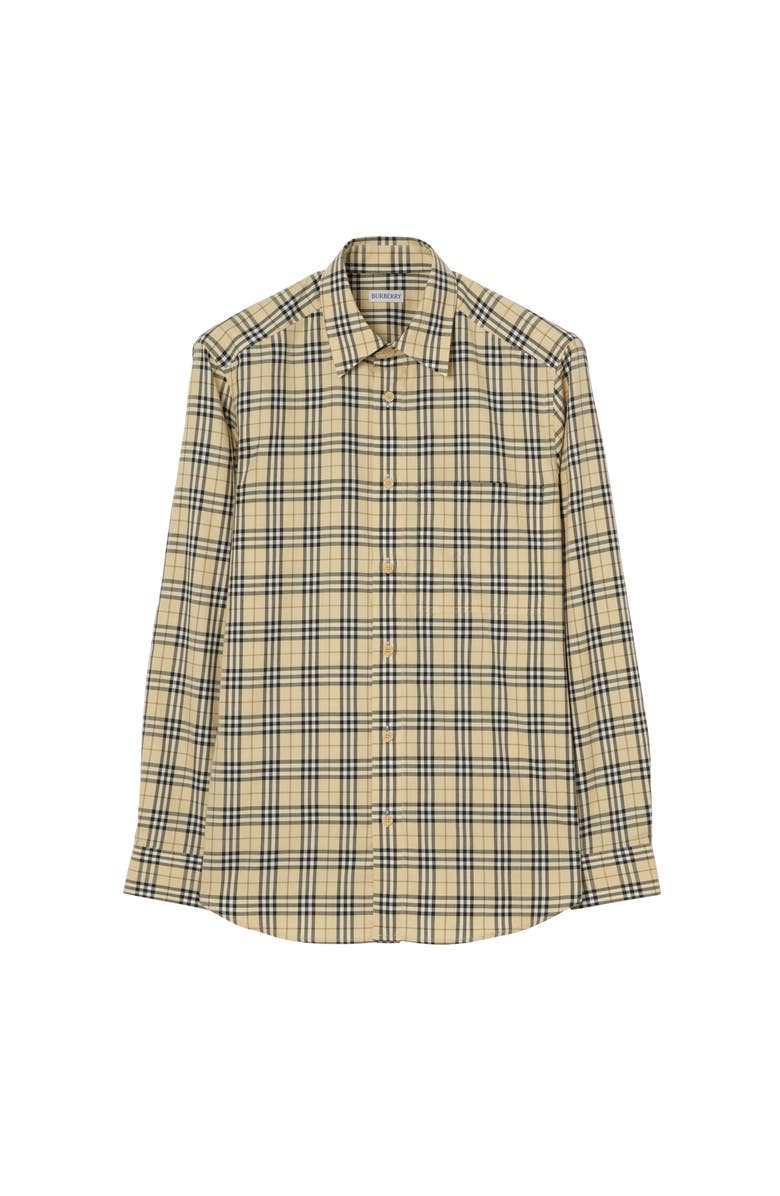 Burberry Check Cotton Shirt, Main, color, Grain