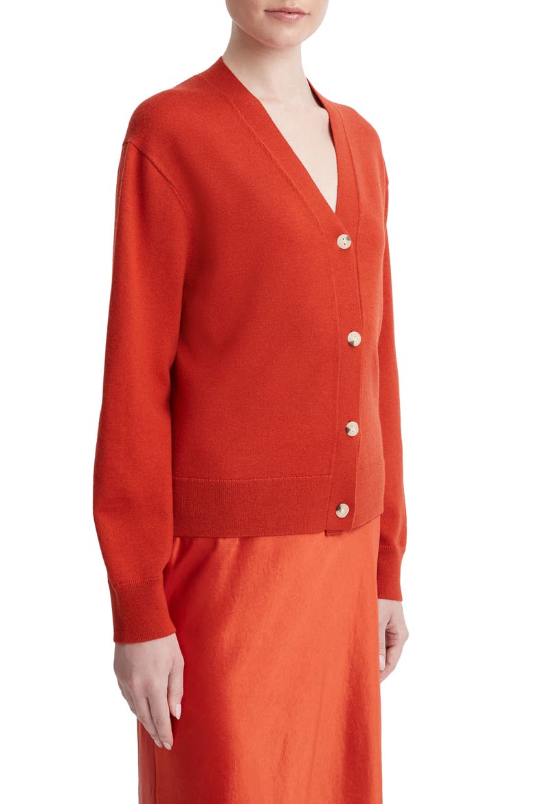 Wool & Cashmere Cardigan, Alternate, color, VERMILLION